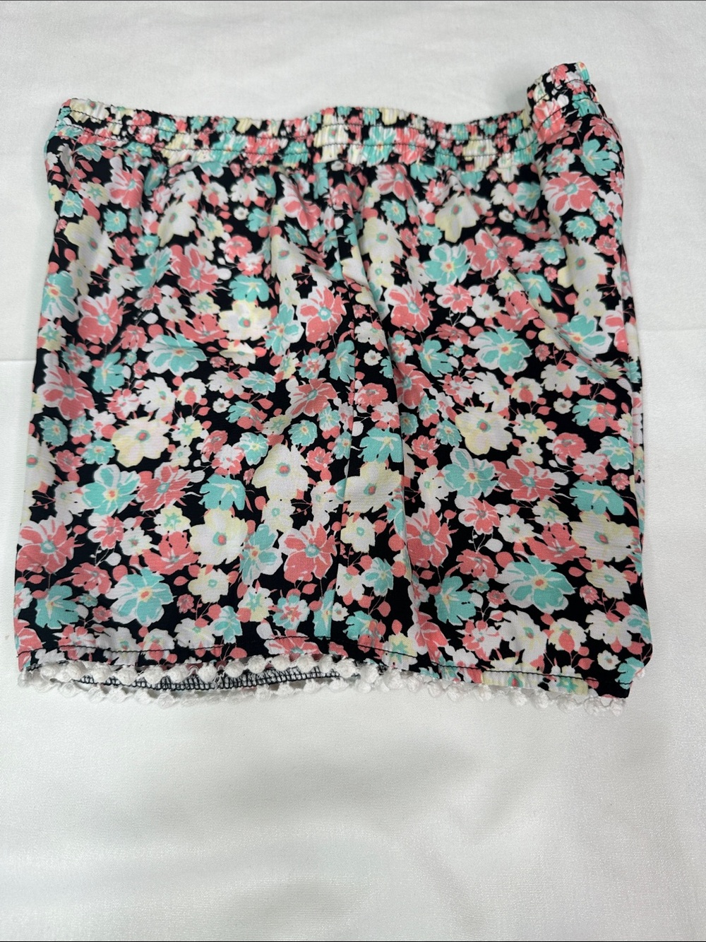 Faded Glory Girls XL 14-16 Floral Pull-On Shorts Pom-Pom Trim - Picture 4 of 12